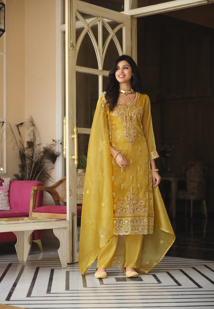 Yellow D 50138 By Zaveri Simar Beats Readymade Suits